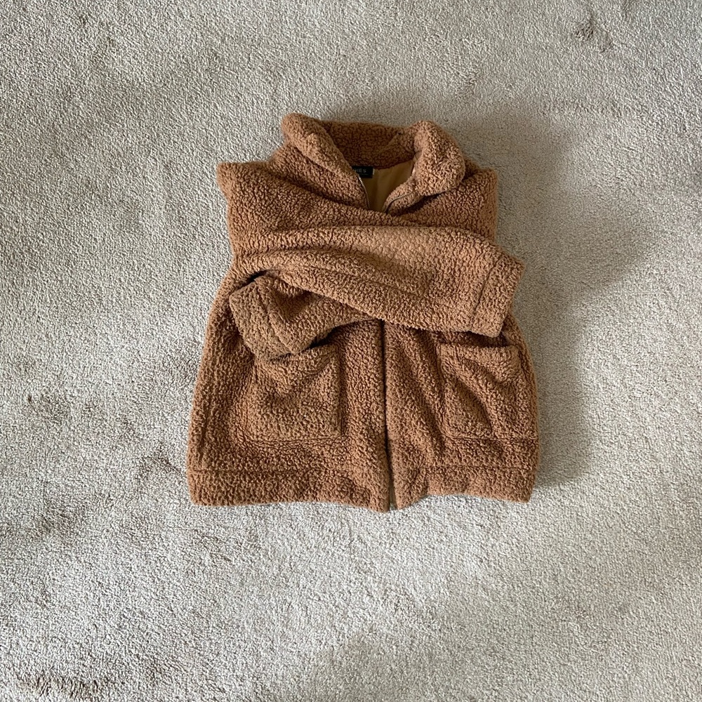 brown shearling teddy coat